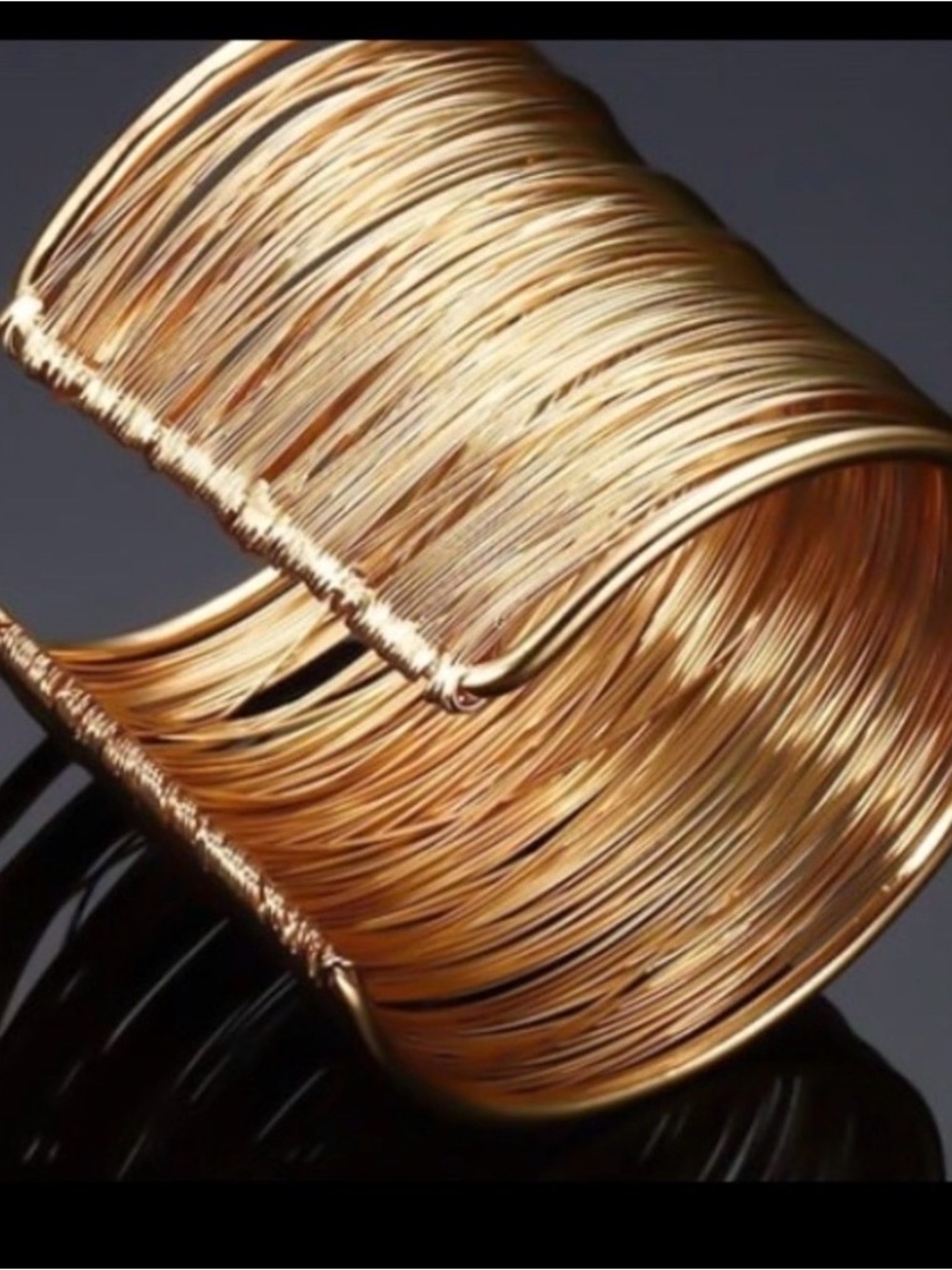 Chunky Gold Wire Cuff Bracelet - Statement Bangle NWT